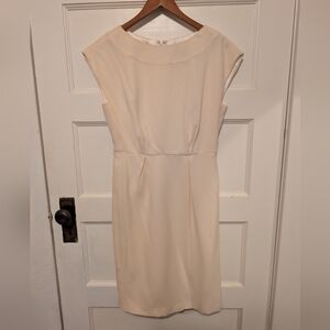 Flaws Theia sheath Ivory Wool dress Career Work Wear Women's 4